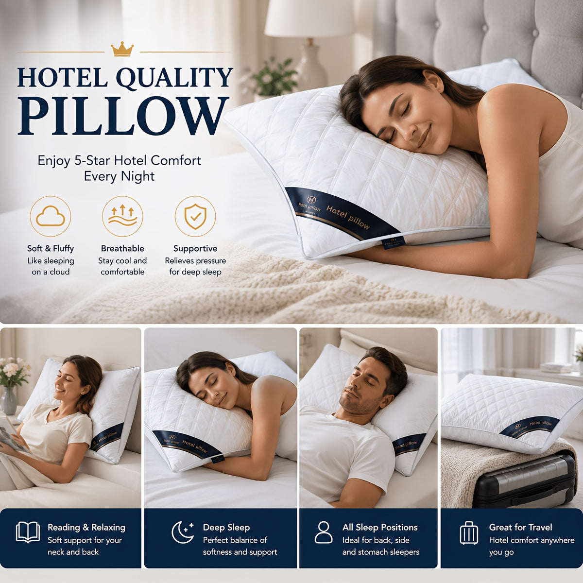 Hotel Quality Neck Support Bed Pillows