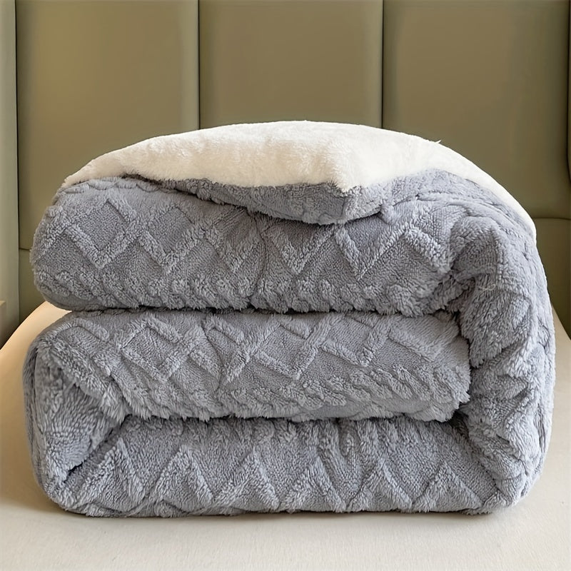 Reversible Tufted Sherpa Comforter | Thick Warm Fuzzy Plush Bedding Blanket for Cold Weather, Single Comforter