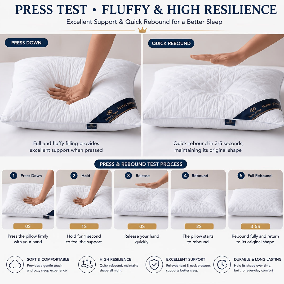 Hotel Quality Neck Support Bed Pillows