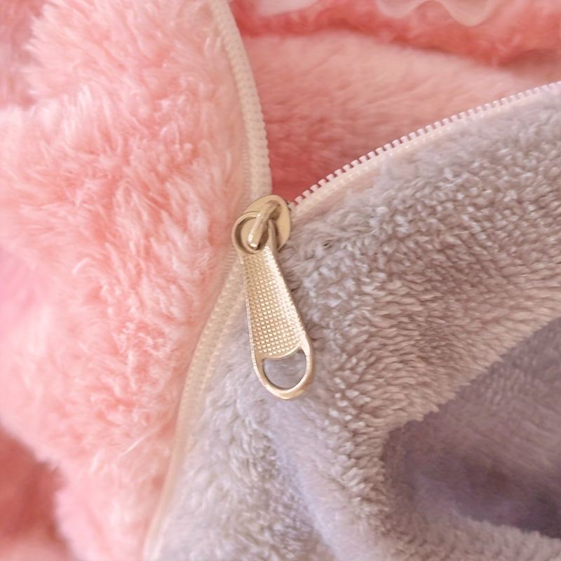 Cute Pink Heart Pattern Teddy Fleece Bedding 3pcs Set, Cozy Fluffy Plush Duvet Cover Set